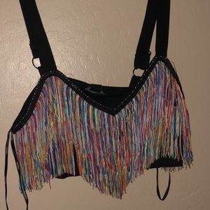 Rainbow Fringe Crop Top  SOLD